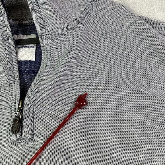 Tommy Bahama Quarter Zip Fleece Sweatshirt Men's 2XLB Grey/Blue Beachy Summer - Picture 10 of 16